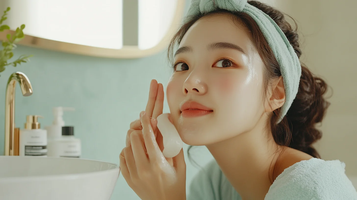 Young woman with glowing skin from skincare routine